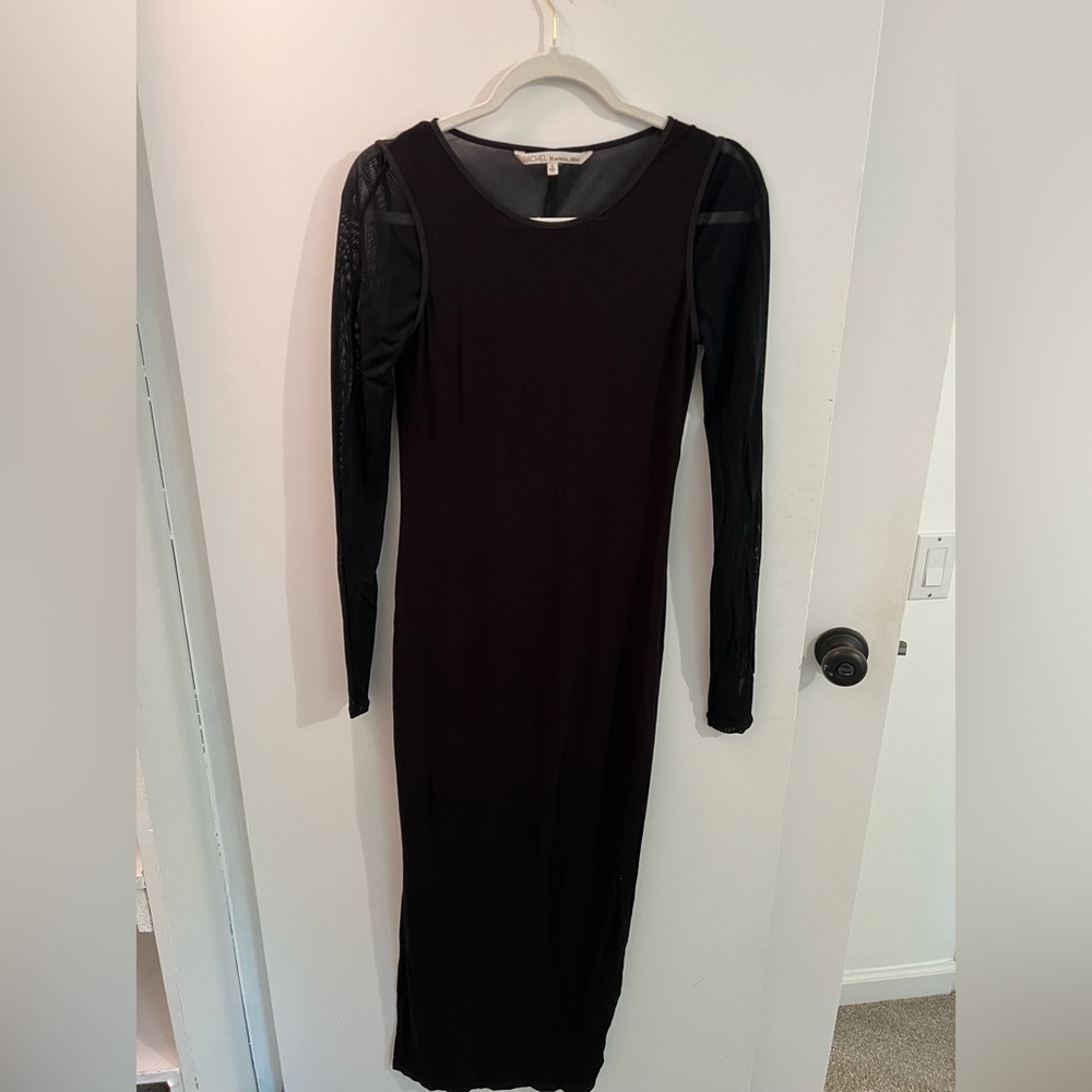 Black backless mesh dress